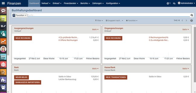 Odoo Finanzen - Dashboard